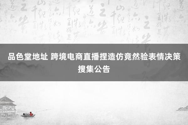 品色堂地址 跨境电商直播捏造仿竟然验表情决策搜集公告