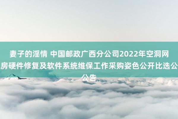 妻子的淫情 中国邮政广西分公司2022年空洞网机房硬件修复及软件系统维保工作采购姿色公开比选公告