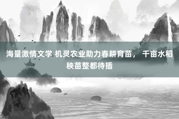 海量激情文学 机灵农业助力春耕育苗， 千亩水稻秧苗整都待插