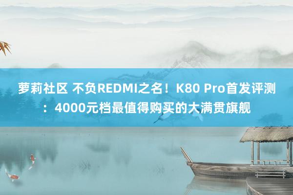 萝莉社区 不负REDMI之名！K80 Pro首发评测：4000元档最值得购买的大满贯旗舰