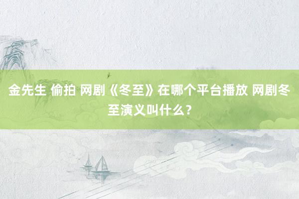 金先生 偷拍 网剧《冬至》在哪个平台播放 网剧冬至演义叫什么？